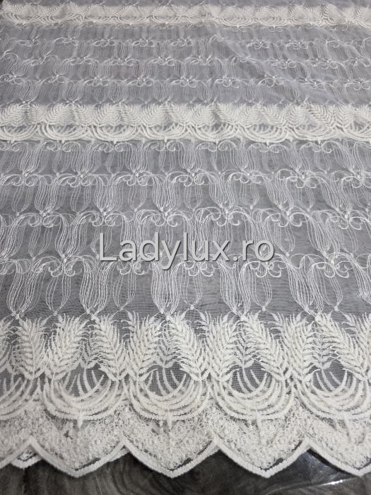 Perdea Bucătărie Brodată Model Spice Ivoar  – Gata Cusută cu Tiv și Rejanșă [1]