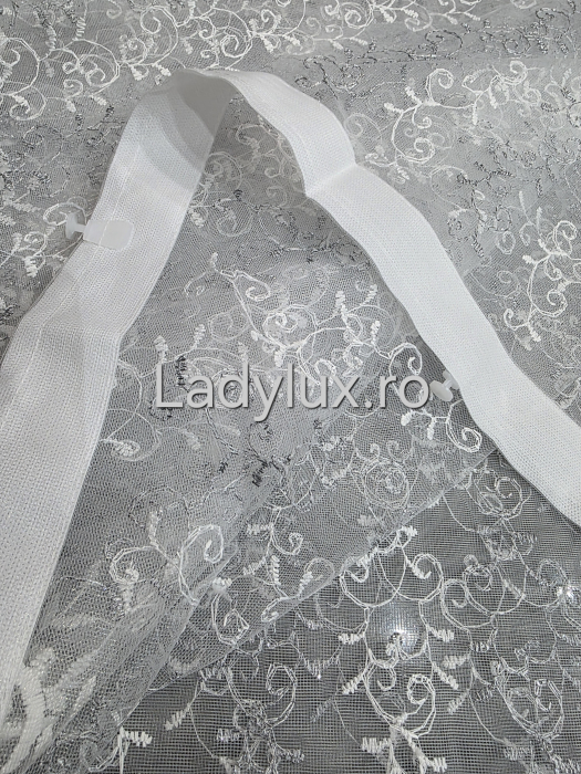 Perdea Alba cu Broderie Gri+alb cu insertii Model SS– rafinament și strălucire discretă C1750 [4]