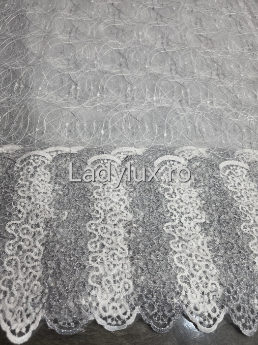 Perdea Alba cu Broderie Gri cu insertii Model Aland– rafinament și strălucire discretă C1744 [1]