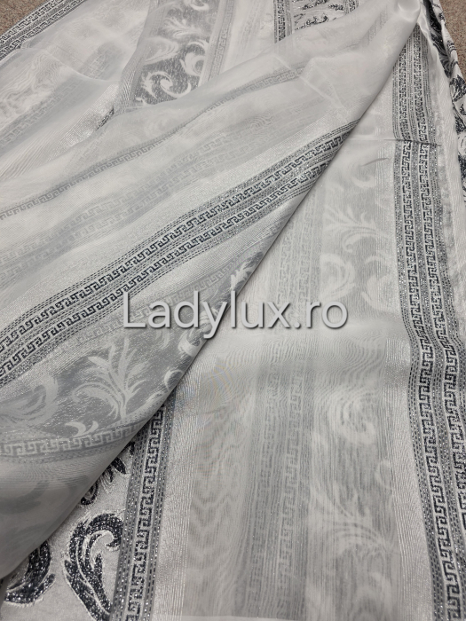 Perdea din mătase Jacquard, 4 m lungime, 2.7–2.8 m înălțime, gata cusută- Gri VRS [5]