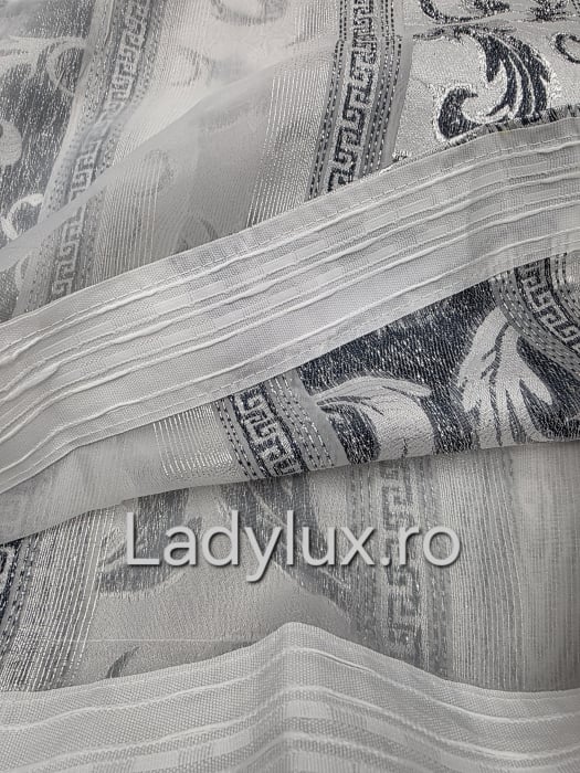 Perdea din mătase Jacquard, 4 m lungime, 2.7–2.8 m înălțime, gata cusută- Gri VRS [3]