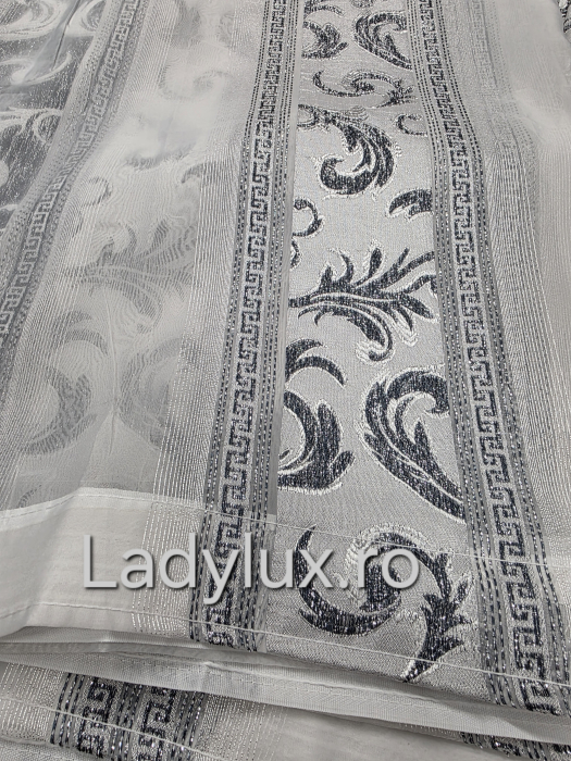 Perdea din mătase Jacquard, 4 m lungime, 2.7–2.8 m înălțime, gata cusută- Gri VRS [2]