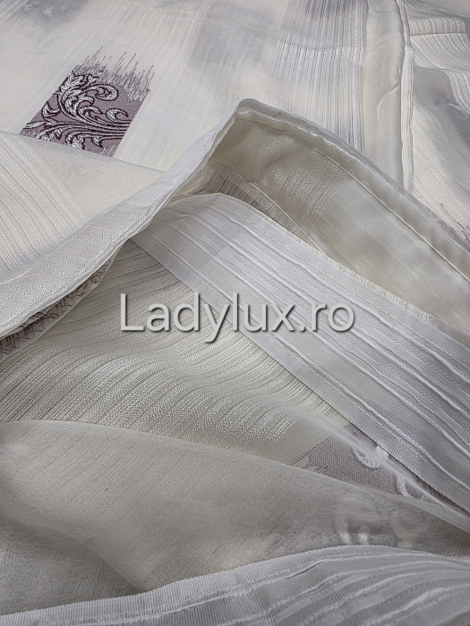 Perdea din mătase Jacquard, 4 m lungime, 2.7–2.8 m înălțime, gata cusută- Floare Bordo [4]