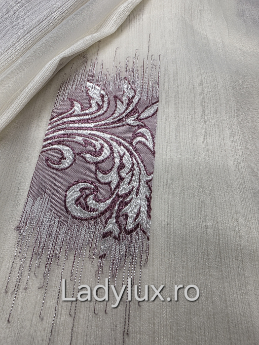 Perdea din mătase Jacquard, 4 m lungime, 2.7–2.8 m înălțime, gata cusută- Floare Bordo [1]