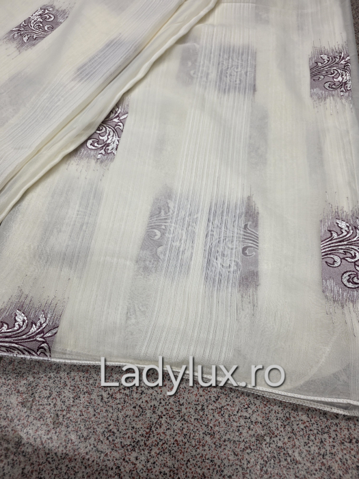 Perdea din mătase Jacquard, 4 m lungime, 2.7–2.8 m înălțime, gata cusută- Floare Bordo [3]