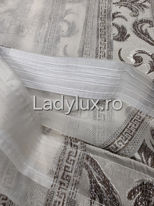 Perdea din mătase Jacquard, 4 m lungime, 2.7–2.8 m înălțime, gata cusută- Maro VRS [3]