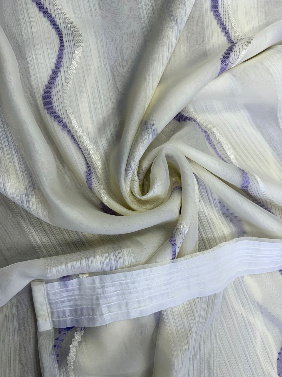 Perdea din organza Bej cu Model Spiralat Mov 4M x 2.7h [3]