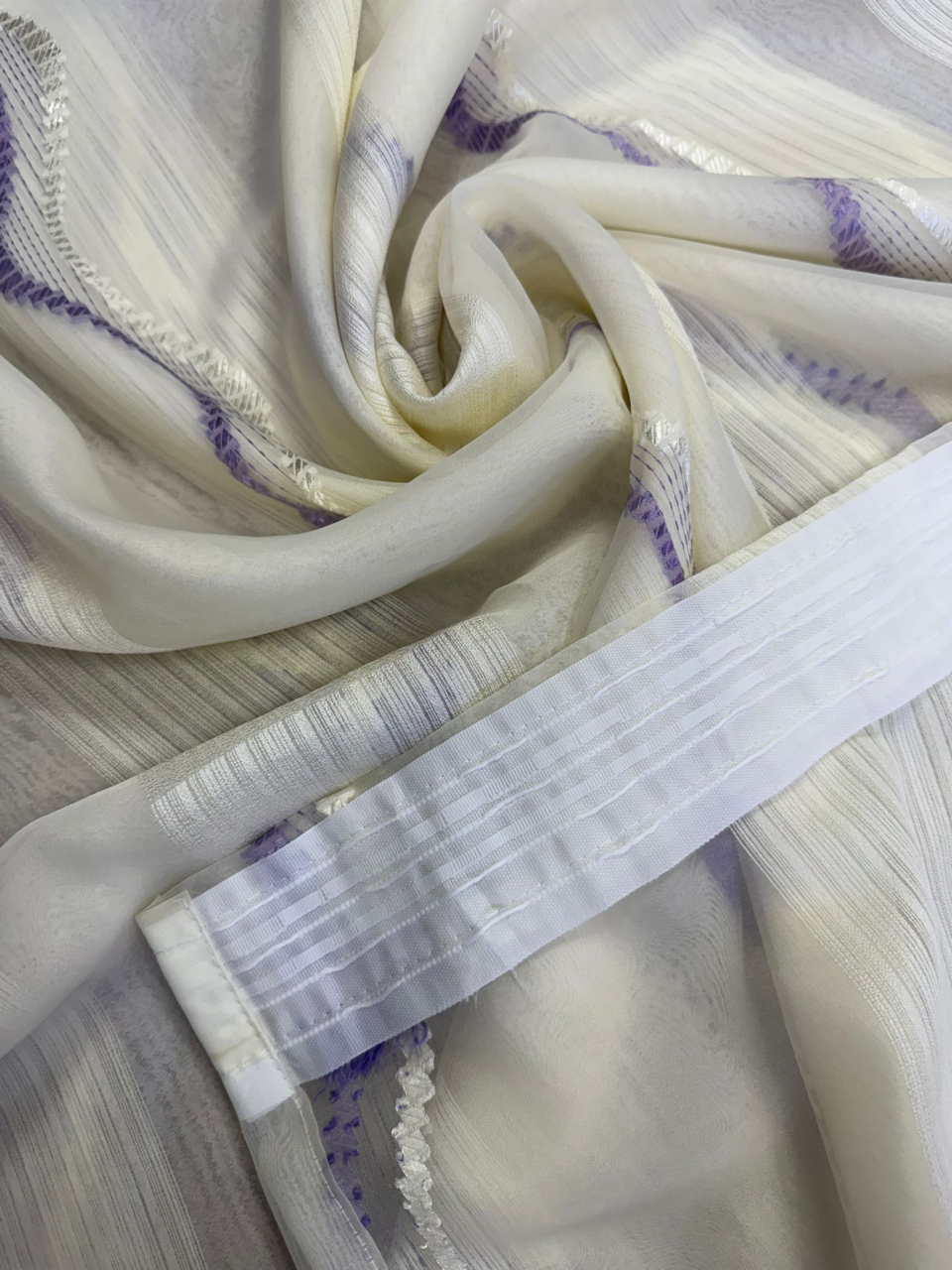 Perdea din organza Bej cu Model Spiralat Mov 4M x 2.7h [2]