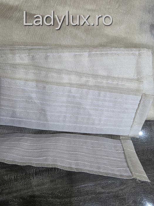 Perdea din organza Bej cu Model negru , gata făcută cu tiv și rejansă C1465 [3]