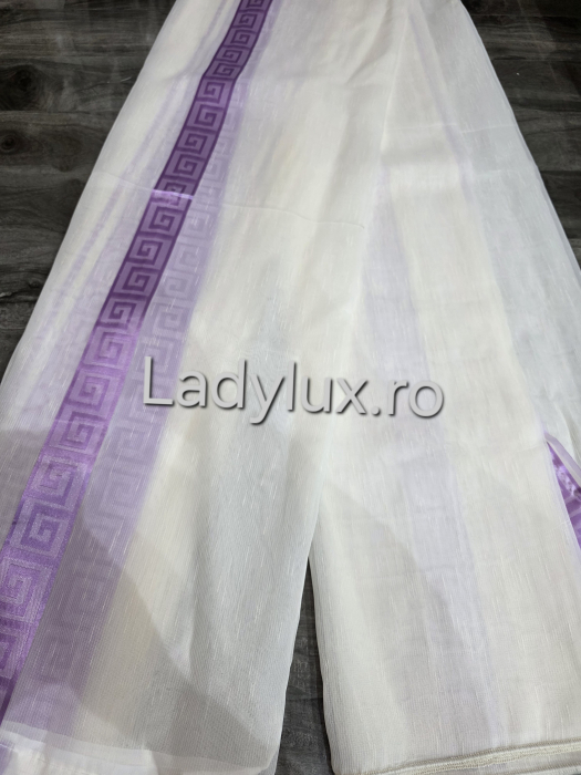 Perdea din organza Bej cu Model VRS Mov , gata făcută cu tiv și rejansă C1466 [2]