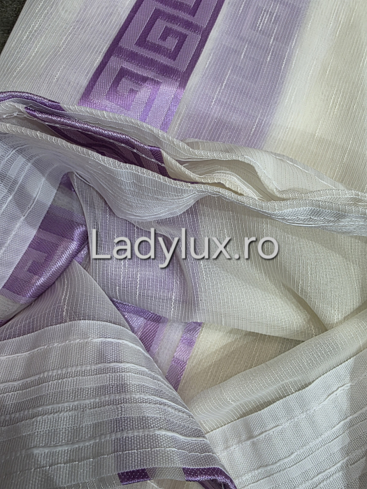 Perdea din organza Bej cu Model VRS Mov , gata făcută cu tiv și rejansă C1466 [3]