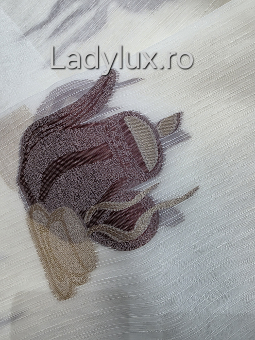 Perdea din organza Bej cu Model Cafetiera , gata făcută cu tiv și rejansă C1467 [2]