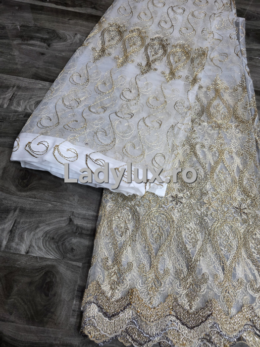 Perdea din Tulle cu Broderie Aurie - Model Gold Vaza - 3 M x 2.5 h [2]