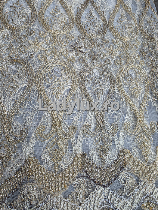 Perdea din Tulle cu Broderie Aurie - Model Gold Vaza - 3 M x 2.5 h [4]