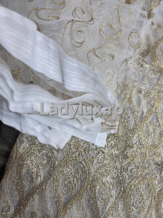 Perdea din Tulle cu Broderie Aurie - Model Gold Vaza - 3 M x 2.5 h [3]