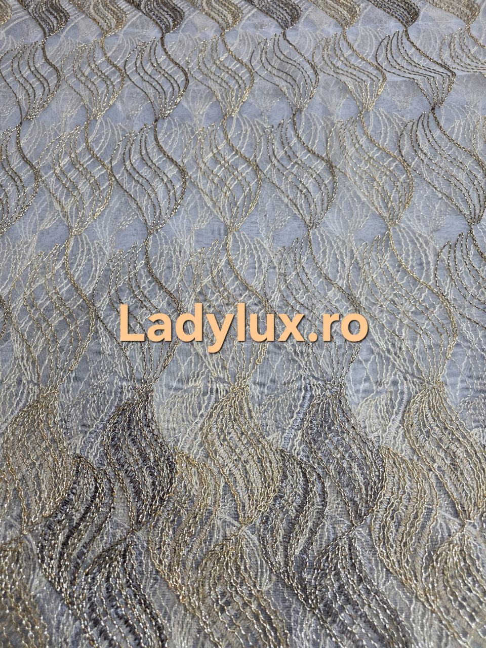 Perdea din Tulle cu Broderie Aurie - Model Gold Spirala - 3 M x 2.5 h [2]