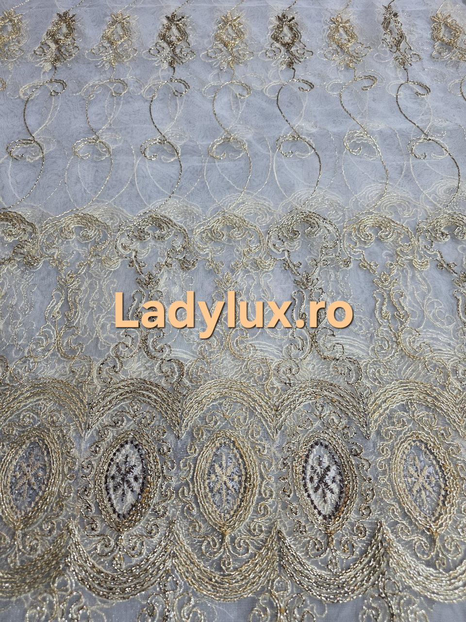 Perdea din Tulle cu Broderie Aurie - Model Gold Oglinda - 3 M x 2.5 h [2]