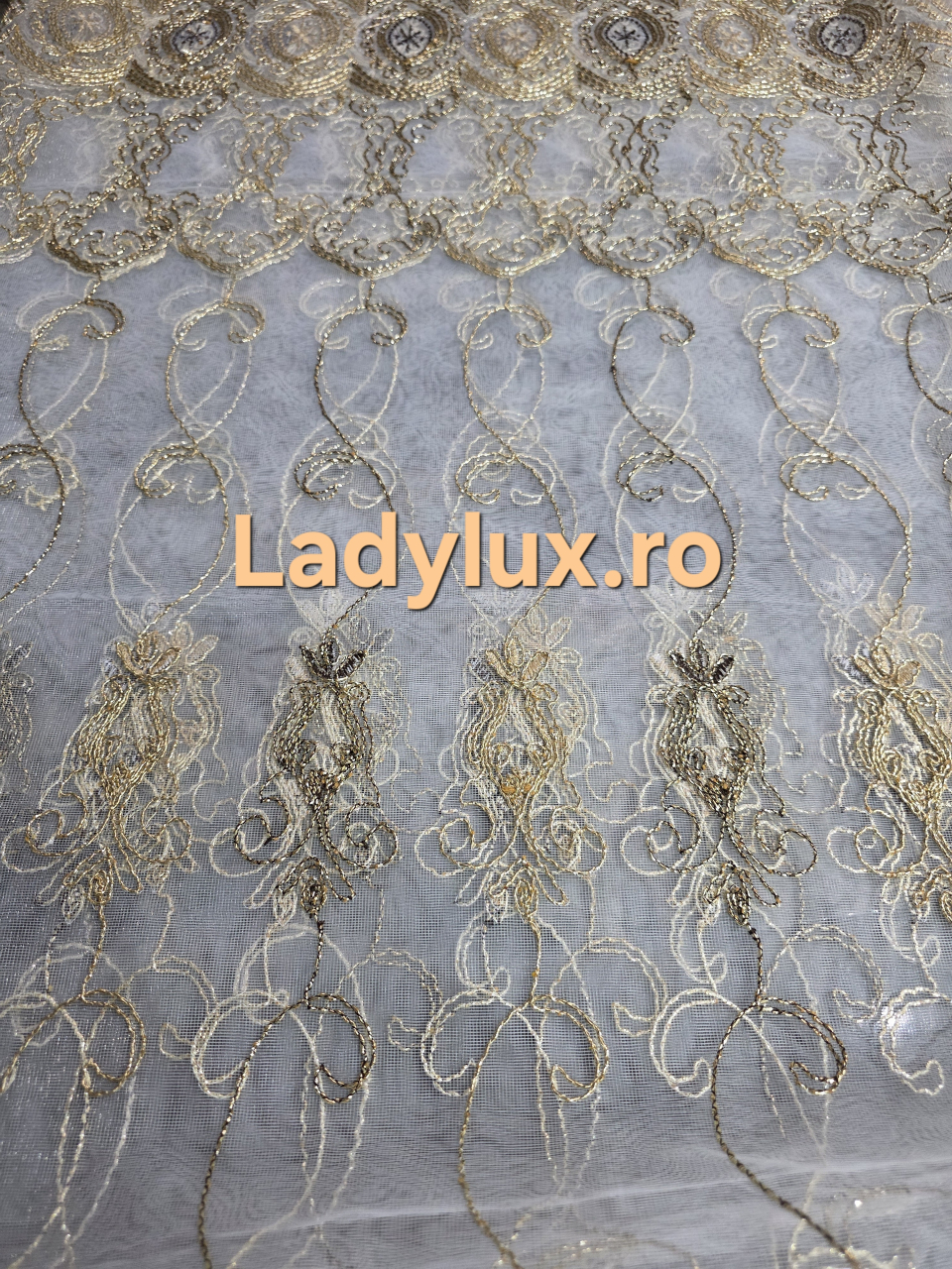 Perdea din Tulle cu Broderie Aurie - Model Gold Oglinda - 3 M x 2.5 h [3]