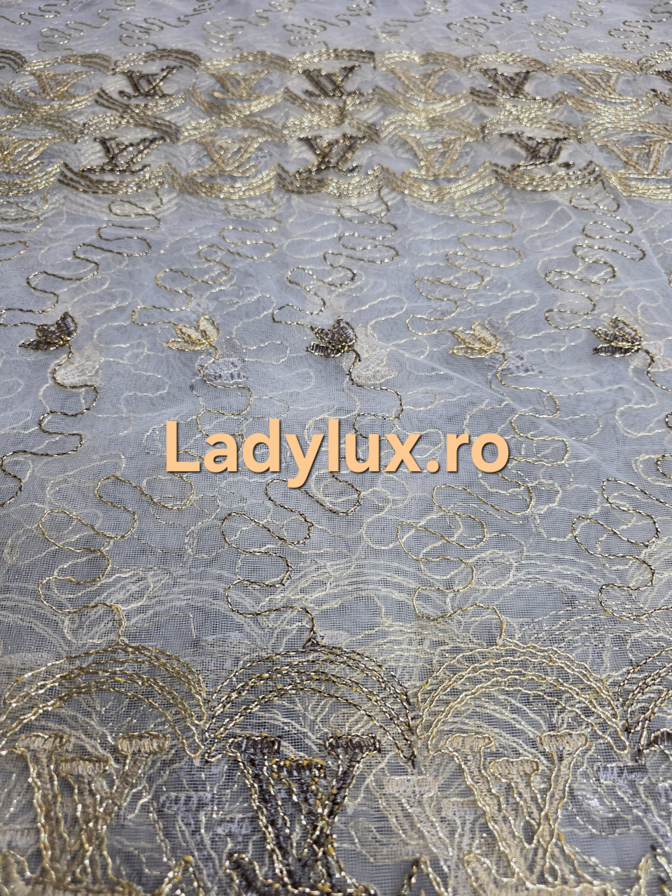 Perdea din Tulle cu Broderie Aurie - Model Gold LV - 3 M x 2.5 h [2]