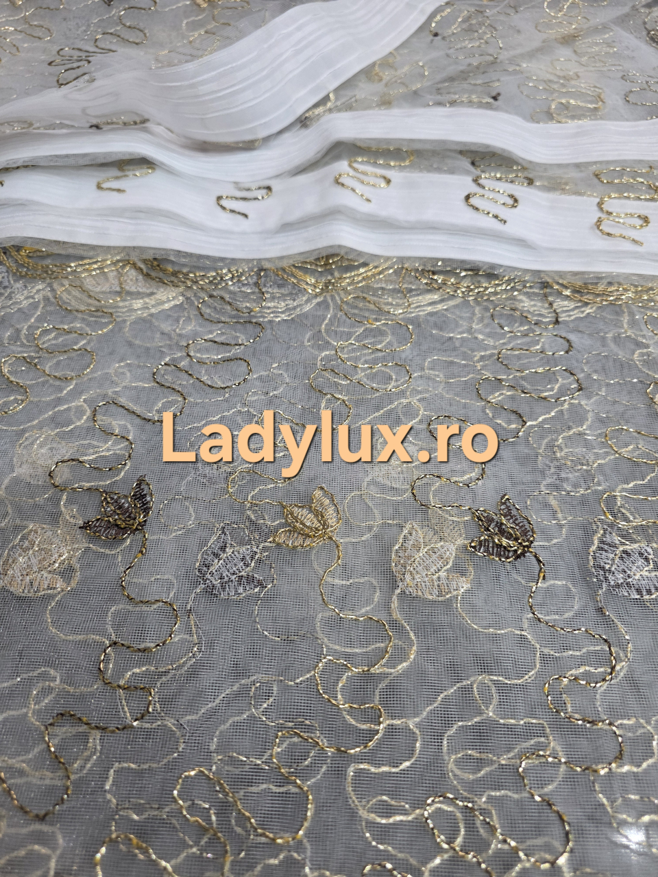 Perdea din Tulle cu Broderie Aurie - Model Gold LV - 3 M x 2.5 h [3]
