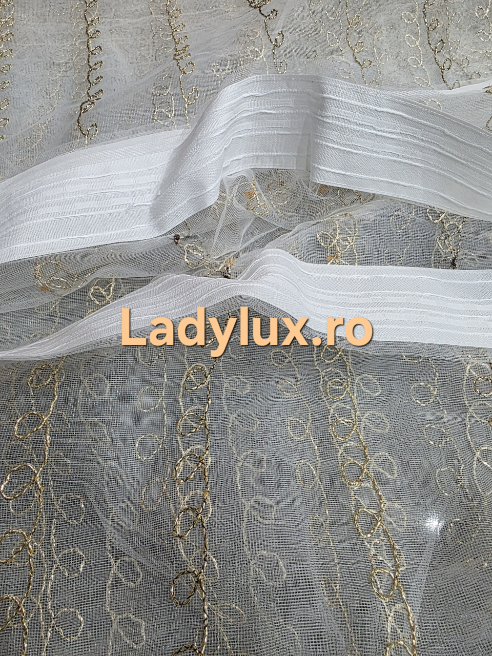 Perdea din Tulle cu Broderie Aurie - Model Gold Oglinda - 3 M x 2.5 h [3]