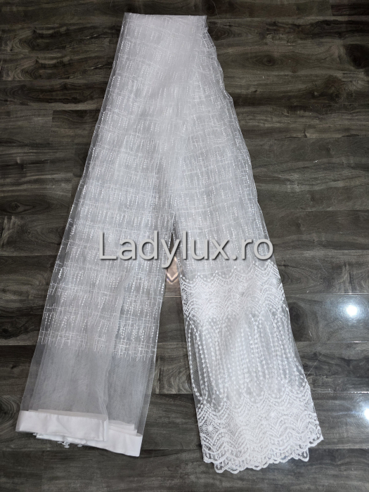 Perdea din tulle cu broderie Alba model floral, gata făcută cu tiv și rejansă C1455 [2]