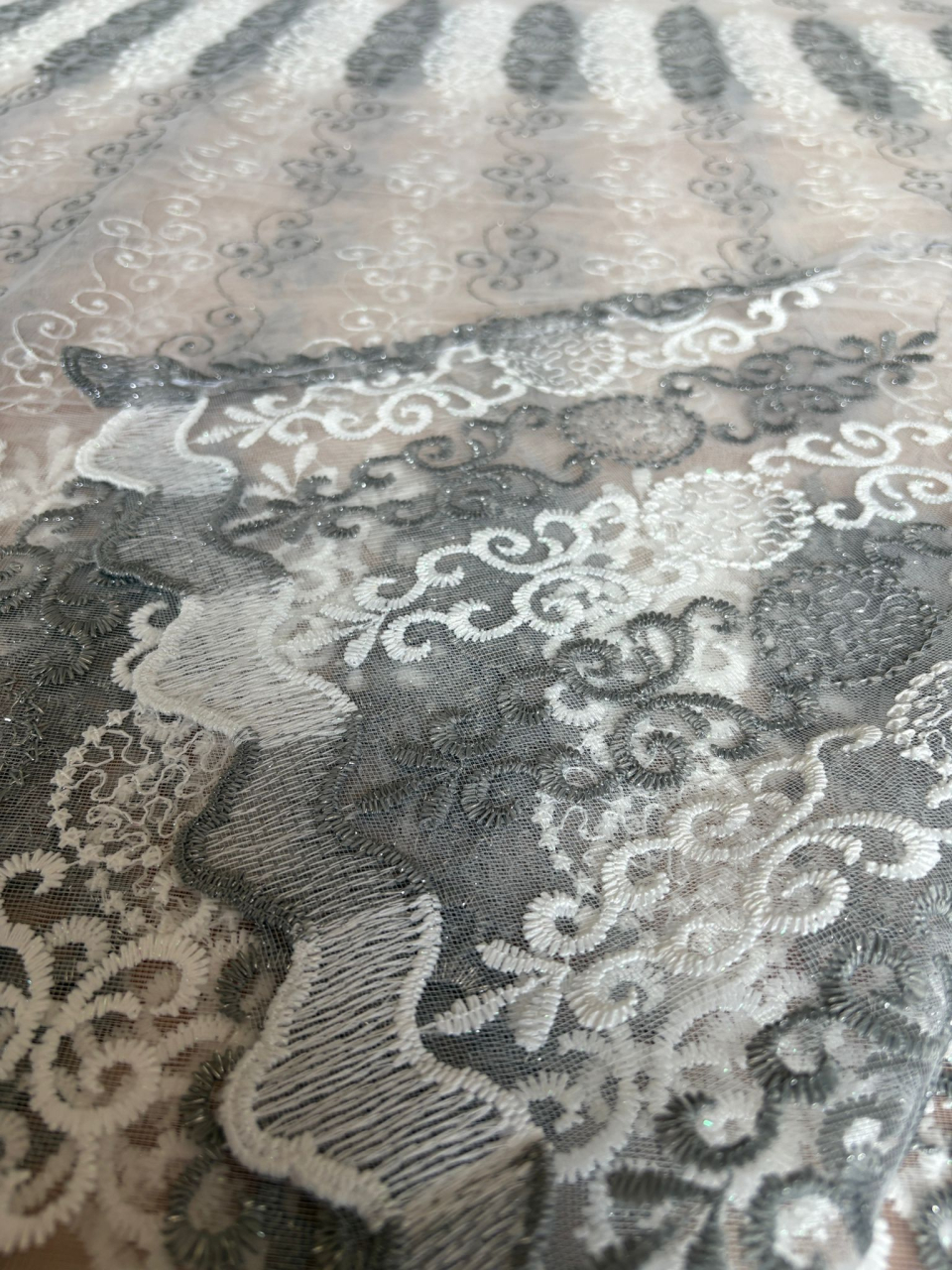Perdea din tulle cu broderie Gri+alb, Model  Egipt 4M x 2.5h [3]