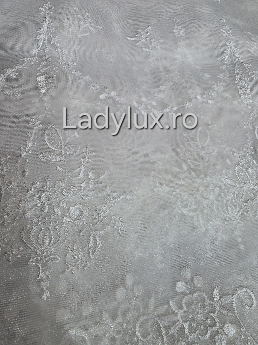 Perdea din tulle cu broderie Alba model crenguta , gata făcută cu tiv și rejansă C1460 [3]