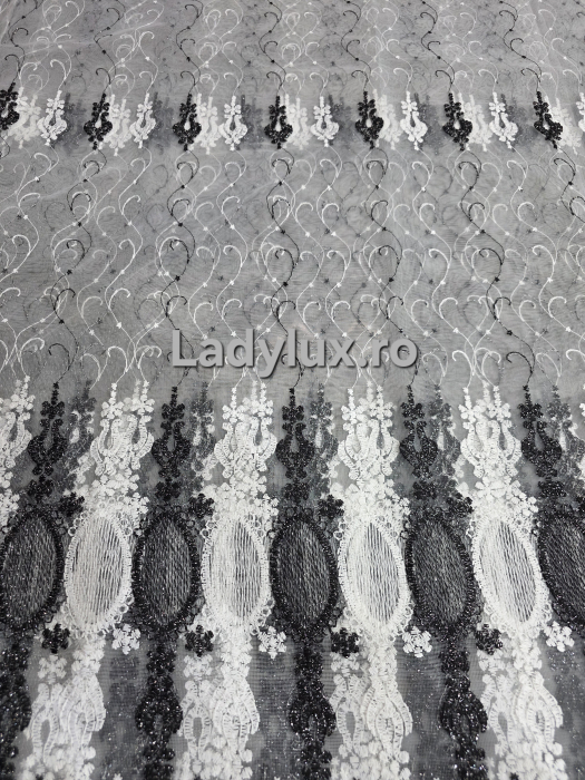 Perdea din tulle cu broderie Negru+alb , Model Oglinda 4M x 2.8h [2]