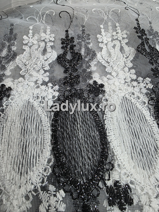 Perdea din tulle cu broderie Negru+alb , Model Oglinda 4M x 2.8h [4]