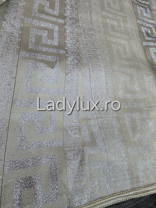 Perdea din organza Bej cu Model VRS Argintiu , gata făcută cu tiv și rejansă C1464 [3]
