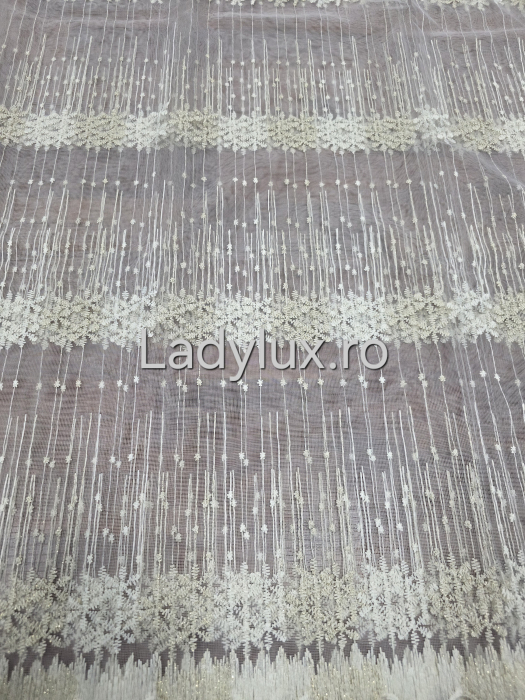 Perdea Ivoar cu broderie Crem+Ivoar Model Fulg– gata cusuta cu tiv si rejansa - 3M x 1.9 h [2]