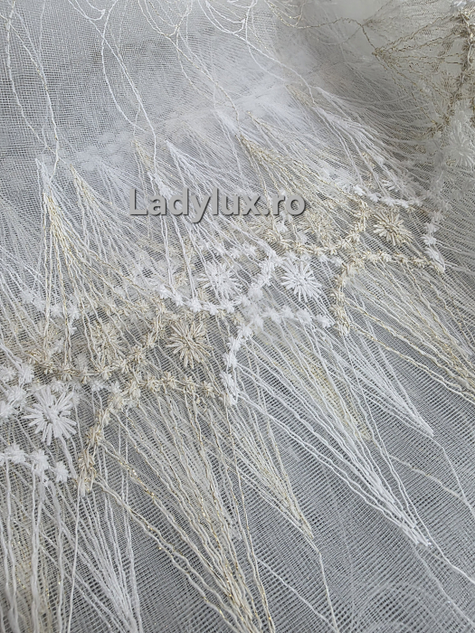 Perdea Ivoar cu broderie Crem+Ivoar Model Clepsidra- gata cusuta cu tiv si rejansa - 3M x 2,5 [4]