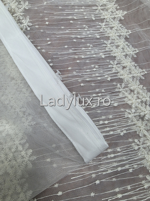 Perdea Ivoar cu broderie Ivoar Model Fulg gata cusuta cu tiv si rejansa - 3M x 1.9 h [3]