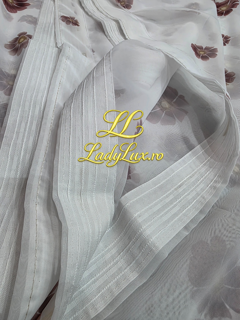 Perdea Organza Imprimata - Model Floricele R - 4M x 2.7h Cu Tiv si Rejansa [4]