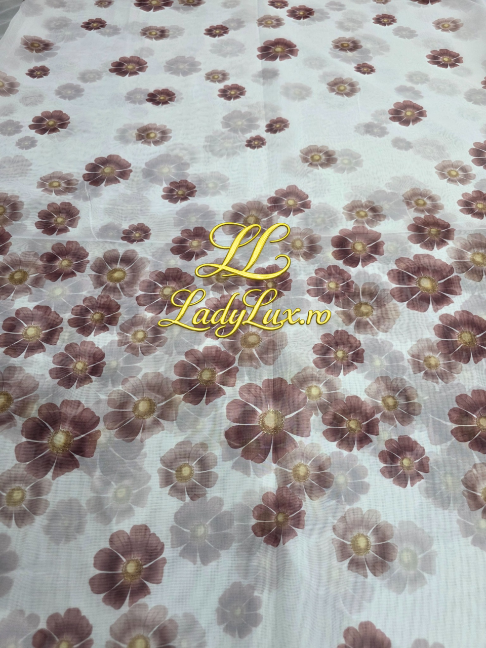 Perdea Organza Imprimata - Model Floricele R - 4M x 2.7h Cu Tiv si Rejansa [3]