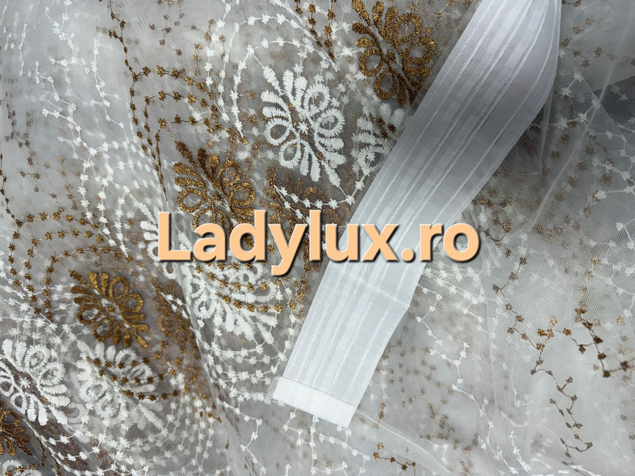 Perdea Tull  - Model SIX Maroniu Auriu - 4M x 2.7h Cu Tiv si Rejansa [2]