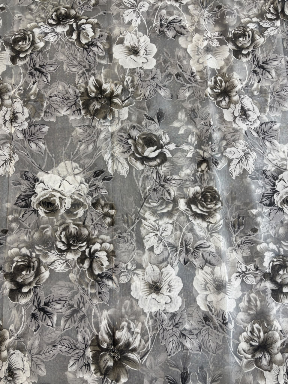 Perdea Organza Imprimata - Model Flori Gri 4M x 2.7h [2]