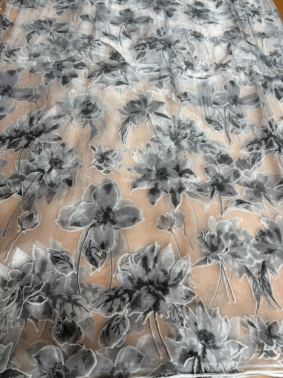 Perdea Organza Imprimata - Model Flori Gri 4M x 2.7h [2]
