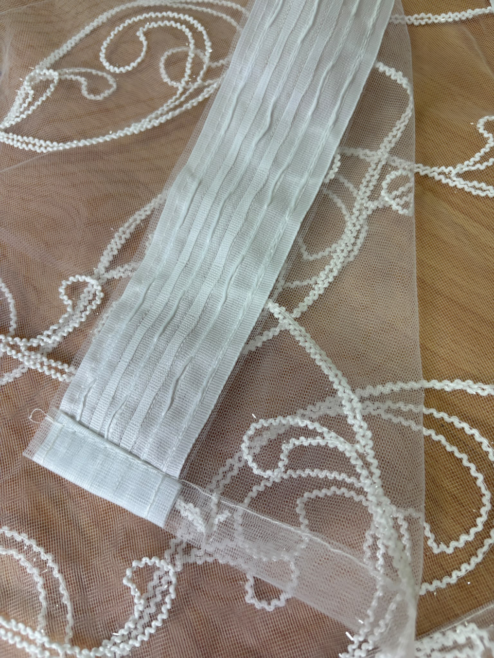 Perdea Tulle Alb cu Broderie Alba Model LUXY-  Cu Tiv si Rejansa - 3M/ 2,5H [3]