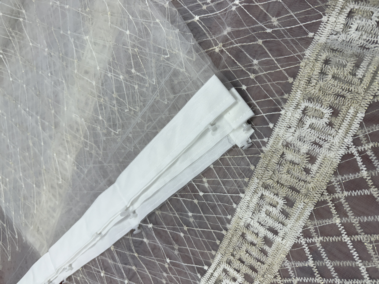 Perdea Tulle Broderie Alb+Capucino Model VRS - Cu Tiv si Rejansa - 3M x 2,5h [3]