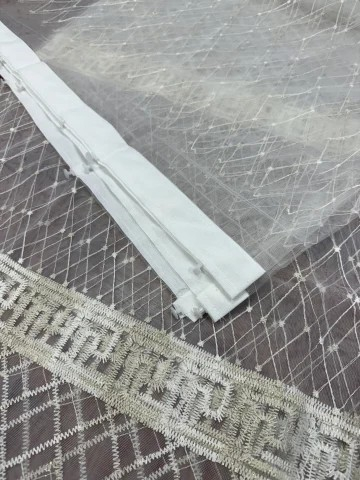 Perdea Tulle Broderie Alb+Capucino Model VRS - Cu Tiv si Rejansa - 3M x 2,5h [3]