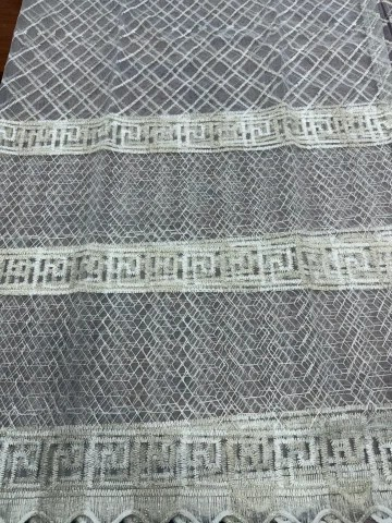 Perdea Tulle Broderie Alb+Capucino Model VRS - Cu Tiv si Rejansa - 3M x 2,5h [2]
