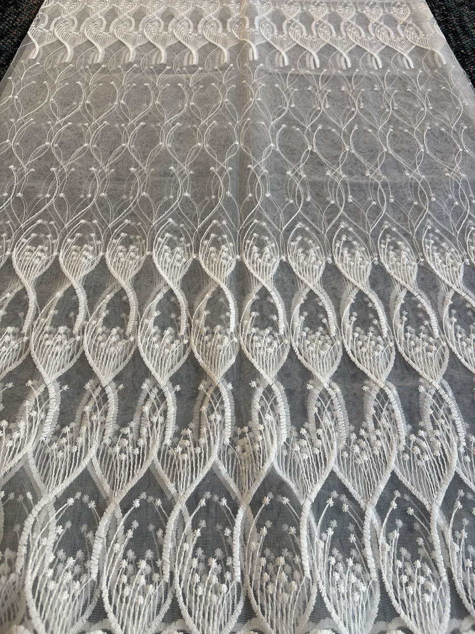 Perdea Tulle cu Broderie Alb Model Catrina - Cu Tiv si Rejansa - 3M x 2.5 h [4]
