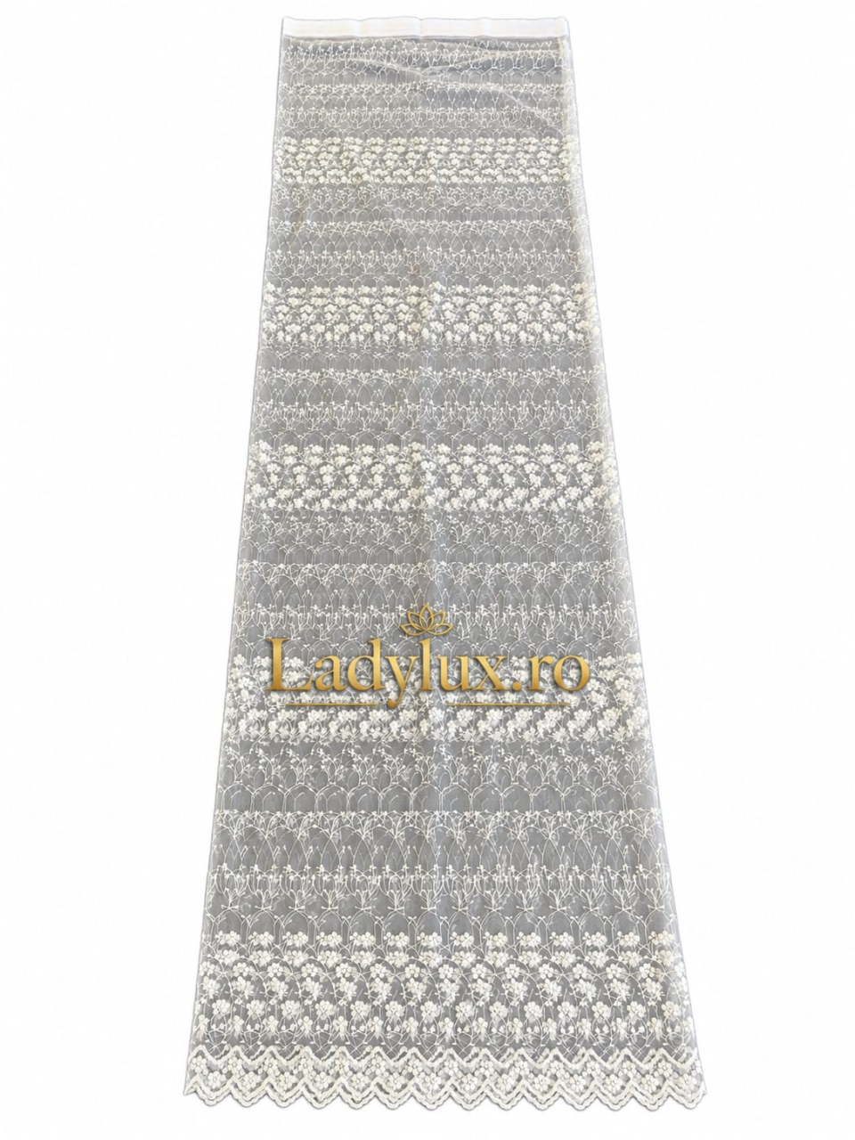 Perdea Tulle cu Broderie Alb Model Romanita - Cu Tiv si Rejansa - 3M x 2.5 h [2]