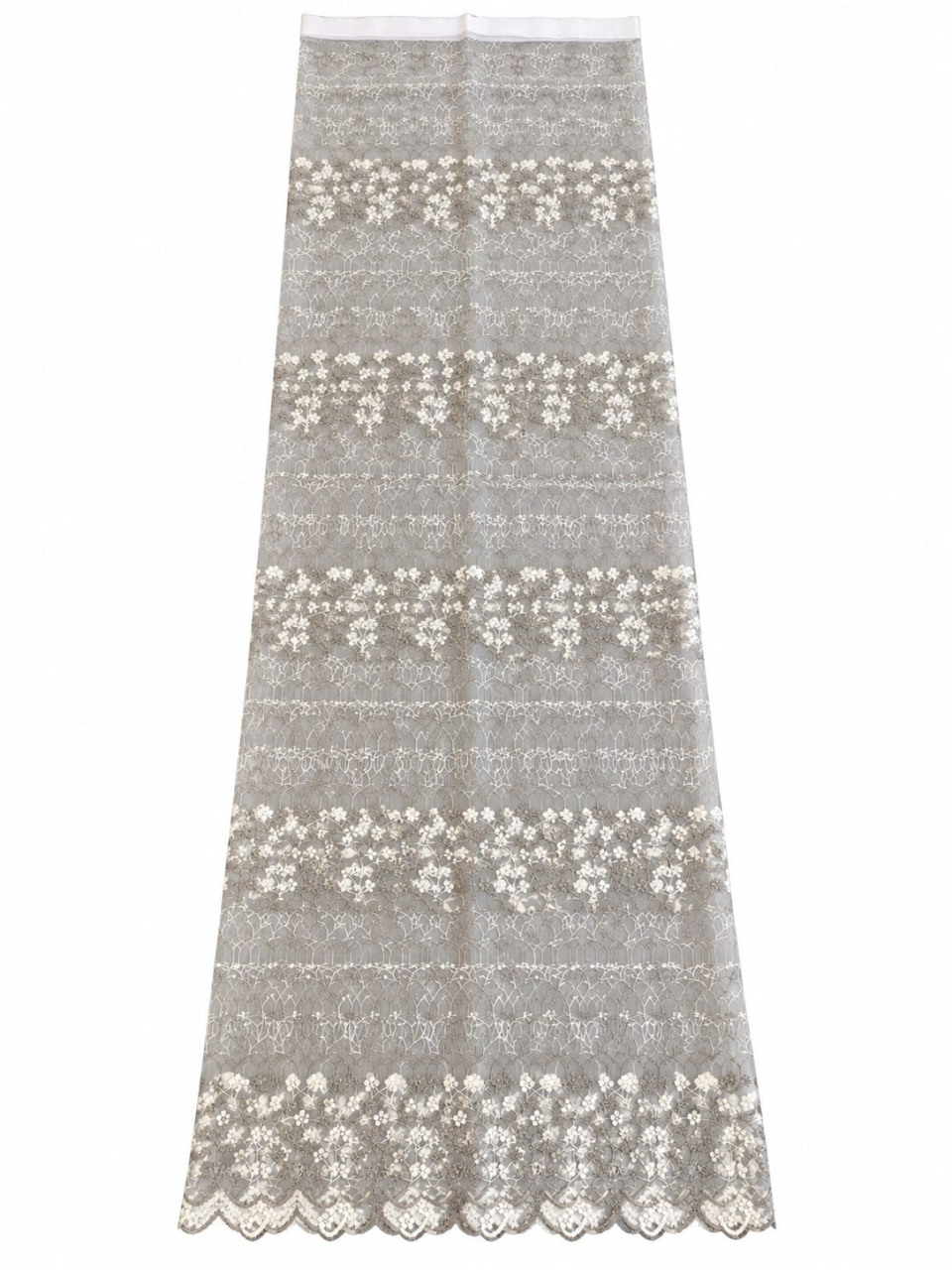 Perdea Tulle cu Broderie Alb+ Gri Model Romanita - Cu Tiv si Rejansa - 3M x 2.5 h [2]