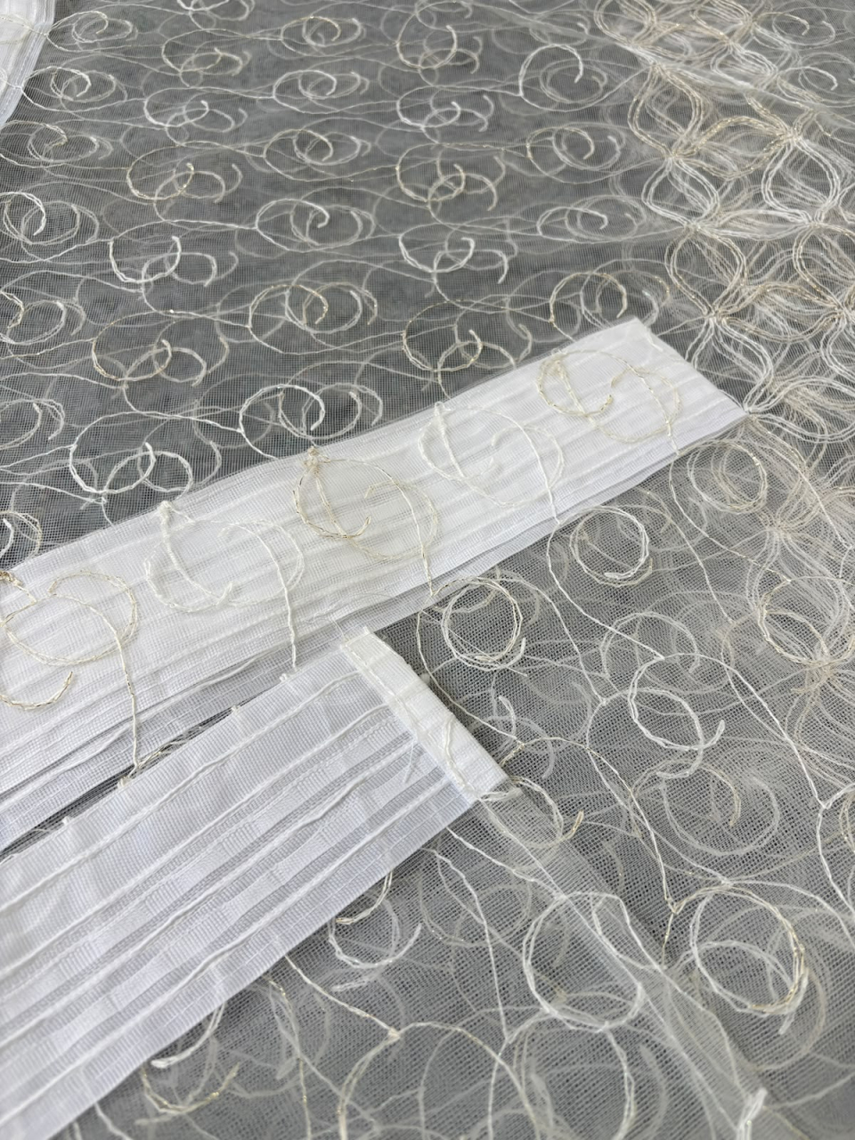 Perdea Tulle cu Broderie Alba+Crem- Model ROYAL - Cu Tiv si Rejansa - 4M x 2.5h [3]