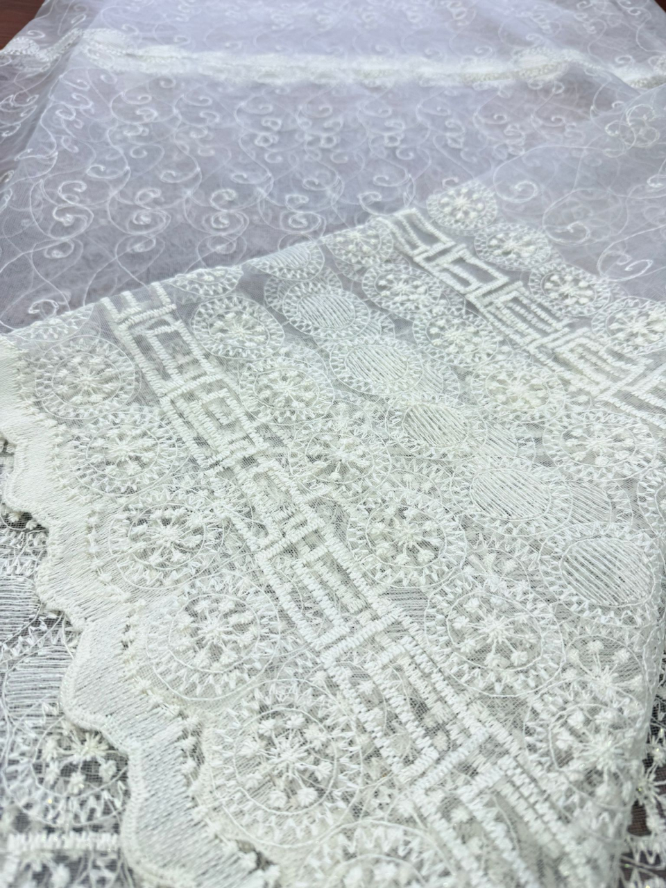 Perdea Tulle cu Broderie Alba Model VRS Simplu - Cu Tiv si Rejansa - 3M x 2.5 h [2]