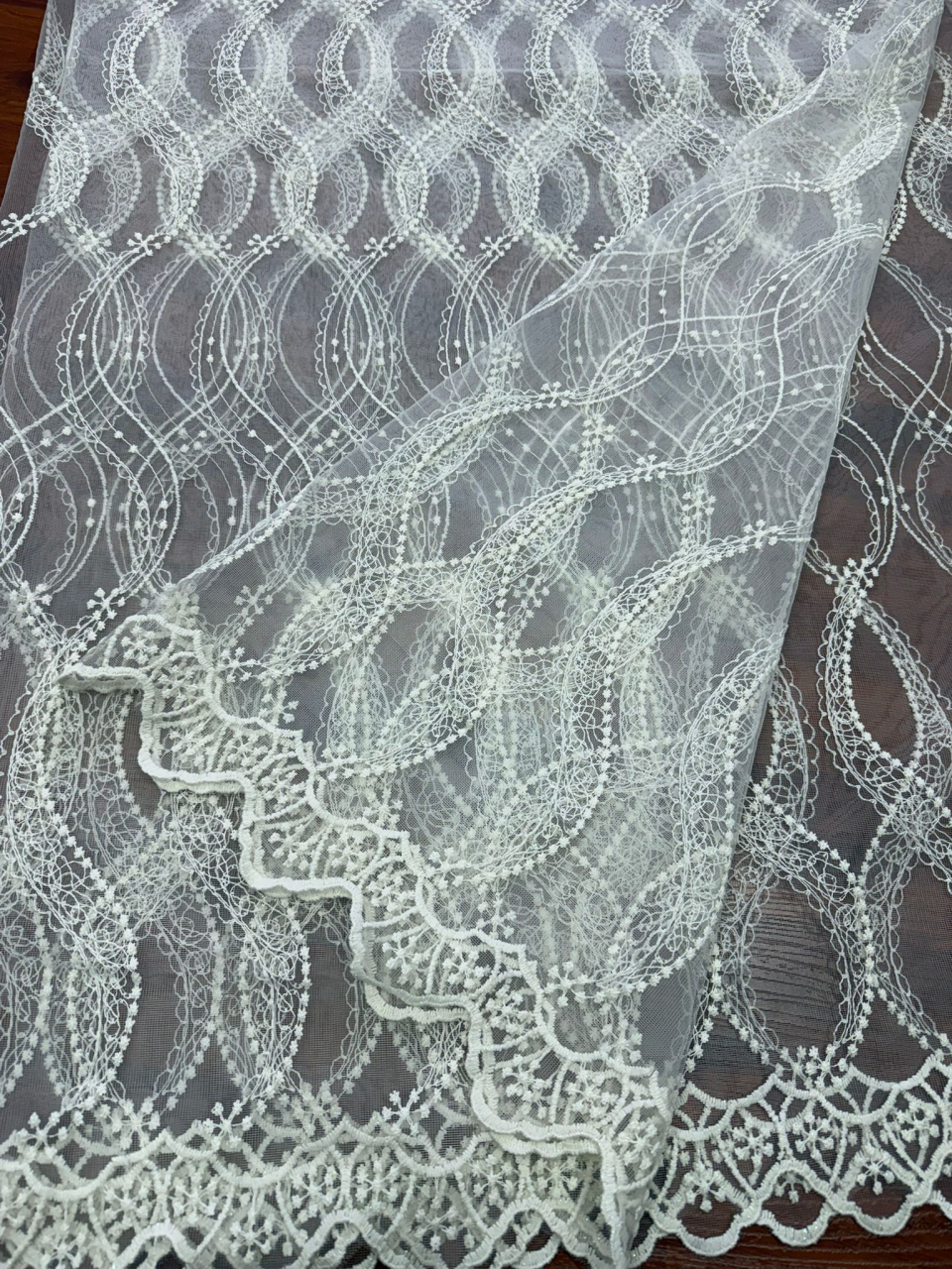 Perdea Tulle cu Broderie Alba Model DuoSpira - Cu Tiv si Rejansa - 3M x 2.5 h [3]