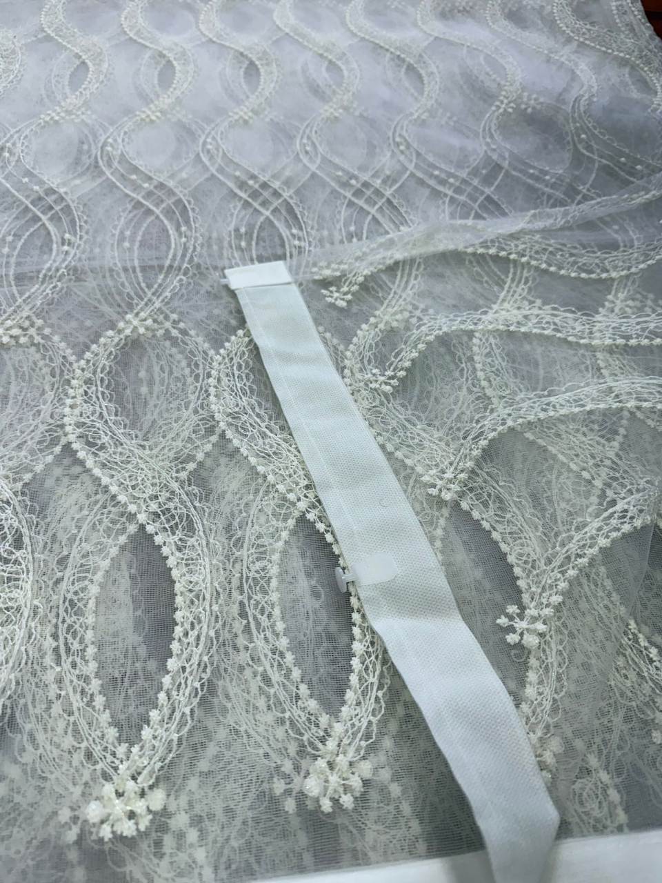 Perdea Tulle cu Broderie Alba Model DuoSpira - Cu Tiv si Rejansa - 3M x 2.5 h [2]